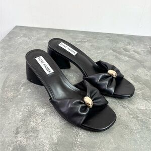 Steve Madden Ribbon black block-heel mule sandal size 7.5 new